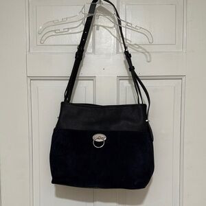 Talbots  Navy Suede and Leather Shoulder Bag